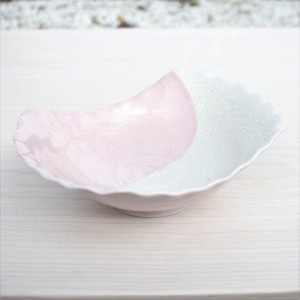 ピンク釉ラスターウェーブ鉢 小鉢  角小鉢 スクエアボウル [日本製/有田焼/和食器]