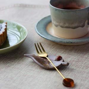 Chopsticks Rest Leaves Brown Ladybugs Pottery