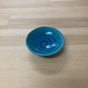 トルコブルー渦模様豆皿 水色 ブルー