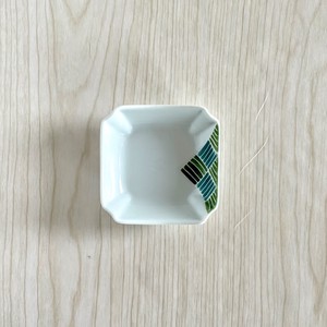 角小付  白 グリーン ブルー 市松模様  シンプル [日本製/有田焼/和食器]
