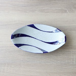 ブルー釉楕円皿 焼皿 刺盛り [日本製/有田焼/和食器]
