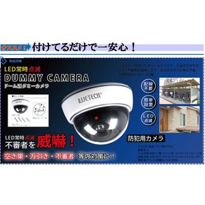 【不審者を威嚇！】電池式　LED点滅　ドーム型　防犯ダミーカメラ