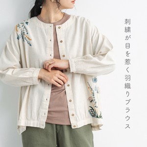 【2023新作】刺繍アイテム　刺繍入り前開きブラウス