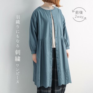【2023新作】刺繍アイテム　前後2way裾刺繍ワンピース