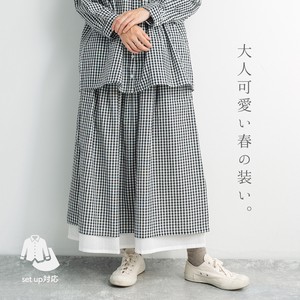 Skirt Yarn-dyed Checked Pattern Layered
