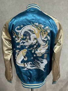 ポリサテン裏付スカジャン(龍鯉波)