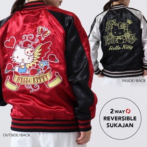 Jacket Reversible Sukajan Jacket Sanrio 2Way Hello Kitty Outerwear L Embroidered