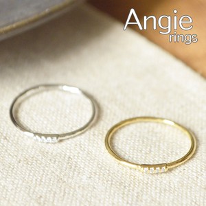 【Angie】4粒プレーン 真鍮メッキコーティングリング！2色展開。