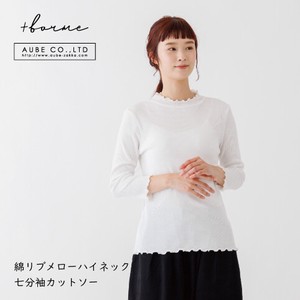 T-shirt 3/4 Length Sleeve Spring/Summer High-Neck Cut-and-sew
