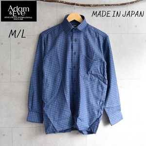 Men's Cotton 100% Gingham Check Long Sleeve Shirt Ink Blue Cotton Gingham Check Size S