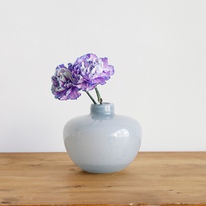 （高さ13cm）ミルキーガラス フラワーベース ワイド（4色）／花瓶 パステル 卓上