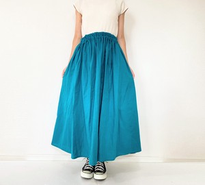 【handmade】ダブルガーゼのロングスカート　グリーン　Soft double gauze　long skirt Peacock green