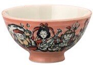 Mino ware Rice Bowl The Seven Deities Of Good Fortune Pottery Made in Japan