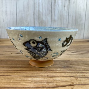 Mino ware Rice Bowl Sea Bream Pottery L size Made in Japan