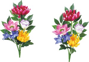 【造花】仏花ブッシュロータス（2P）　ミックス　FP−0983MIX