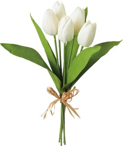 【造花】【春】チューリップバンドル×5　ホワイト　FS−7948W