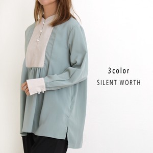 Button Shirt/Blouse Pullover Bicolor Pearl Button