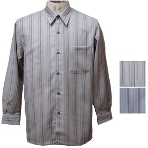Washing Washable Wool 100% Thick Stripe Long Sleeve Shirt