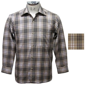 Wool 100% Thick Plaid Long Sleeve Shirt Men's
