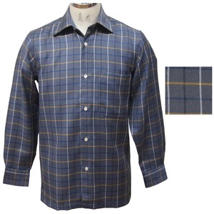 Wool 100% Thick Plaid Long Sleeve Shirt Men's