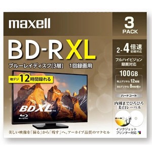 マクセル Maxell 録画用BD-R XL [3枚 /100GB /インクジェットプリンタ対応] BRV100WPE.3J