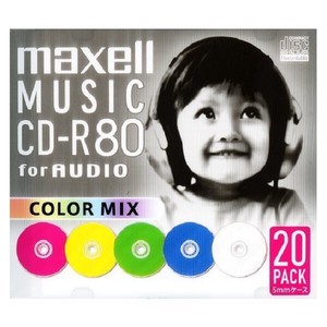 マクセル Maxell 音楽用 CD-R 80分 カラーミックス 20枚 5mmケース入 CDRA80MIX.S1P20S