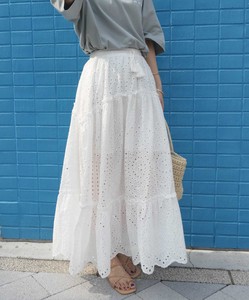 Skirt Flare Lace Cotton Tiered
