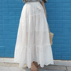 Skirt Flare Cotton Tiered
