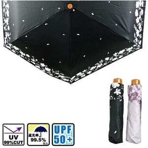 【UVカット率99％　UPF50＋】晴雨兼用折りたたみ　花弁シルエット　50cmミニ