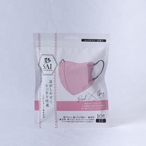 彩（SAI）立体マスク　10枚 ピンク×グレー