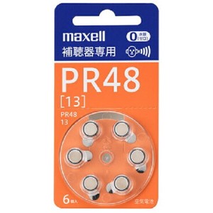 マクセル Maxell 補聴器専用ボタン型空気亜鉛電池 6枚入り PR48A 6BS MF