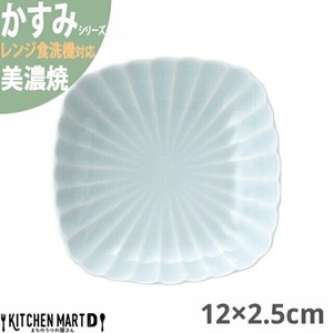 かすみ 青白 12×2.5cm 丸角皿 小 プレート 美濃焼 約100g 日本製 光洋陶器 レンジ対応 食洗器対応