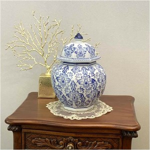 シノワ・壺・八角・WH/BL 花器 花びん フラワースタンド ホワイト ブルー