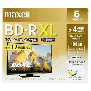マクセル Maxell 録画用BD-R 100GB 2-4倍速 ひろびろ美白レーベル（5枚パック）BRV100WPE.5S C