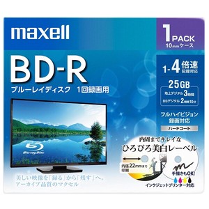マクセル Maxell 録画用BD-R 25GB ひろびろ美白レーベル（1枚入り）BRV25WPE.1J