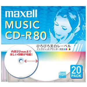 マクセル Maxell 音楽用CD-R 80分 5mmケース（20枚入り）CDRA80WP.20S