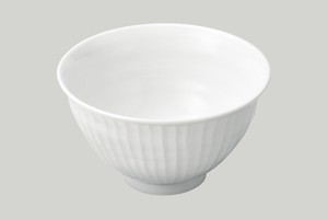 陶彩「ﾅﾁｭﾗﾙT」白磁十草彫　兼用茶碗【日本製 茶碗 陶器 波佐見焼】