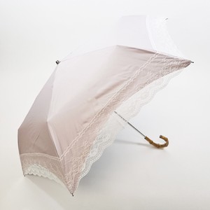 UVカット&遮光99.99%　遮熱　無地×ハイレグレース　晴雨兼用3段折りたたみ傘