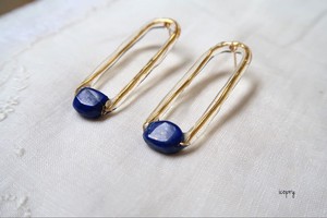 Pierced Earrings Gold Post Turquoise/Lapis Lazuli M