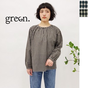 Button Shirt/Blouse Gathered Blouse Checkered