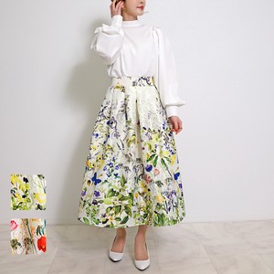 Skirt Flare Floral Pattern Spring/Summer