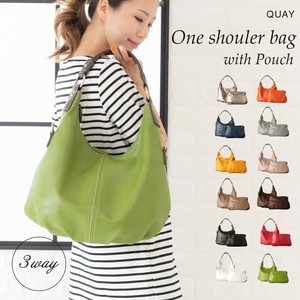 【定番】2way ワンショルダー バッグ ポーチ付き 合皮【Quay】