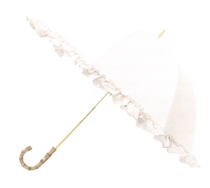 【晴雨兼用】【完全遮光】深掘り長傘　フリル　オフホワイト　787132
