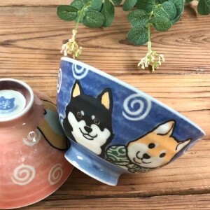 Mino ware Rice Bowl Shiba Dog Pottery L size Made in Japan