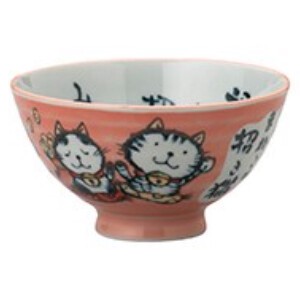 Mino ware Rice Bowl Beckoning Cat Cat Pottery Made in Japan