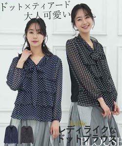 Button Shirt/Blouse Switching Tiered Polka Dot