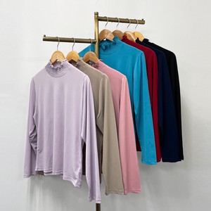 T-shirt Pullover Spring/Summer Shirring Ladies'