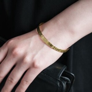 金手链 锤目纹 手镯 黄铜 0.5cm 日本制造