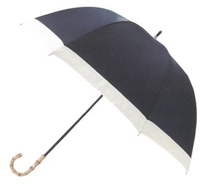 【晴雨兼用】【大きめ】【完全遮光】深張り長傘　グログラン　ネイビー　204596