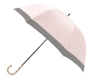 【晴雨兼用】【大きめ】【完全遮光】深張り長傘　グログラン　スモーキーピンク　204599